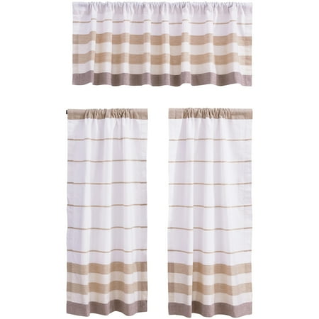 - Better Homes & Gardens Yarn-Dyed Dobby Double Stripe Window Valance and Tiers