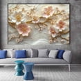 thumbnail image 2 of Mudket Pink White Cherry Blossom with Gold Branches Canvas Wall Art, Framed Floral Print, Ready to Hang Wall Decor for Bedroom Living Room, Luxury Artwork - 12"L x 8"W, 2 of 10