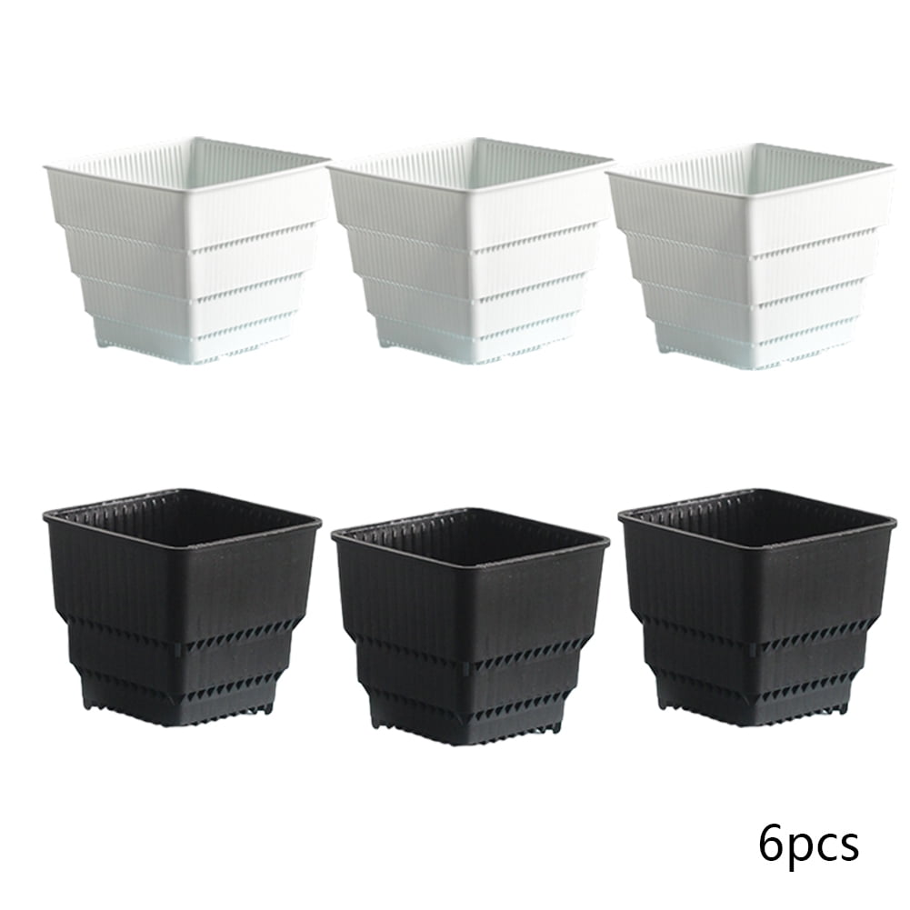 CSCHome 6 PCS Breathable Planter Square Orchid Potting Mix with Drainage Holes for Repotting for Succulents Gardening Home Window Decor