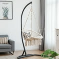 thumbnail image 3 of Patiojoy Chaise Hamac Macramé Balançoire Corde en Maille Tricotée Trousse de Quincaillerie de Suspension pour Intérieur Extérieur Beige, 3 of 7