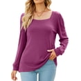 thumbnail image 1 of Women's Pullover T Shirts Blouse Tops Baggy Long Sleeve Square Neck Tunic Tops Winter Fall Shirts, 1 of 4