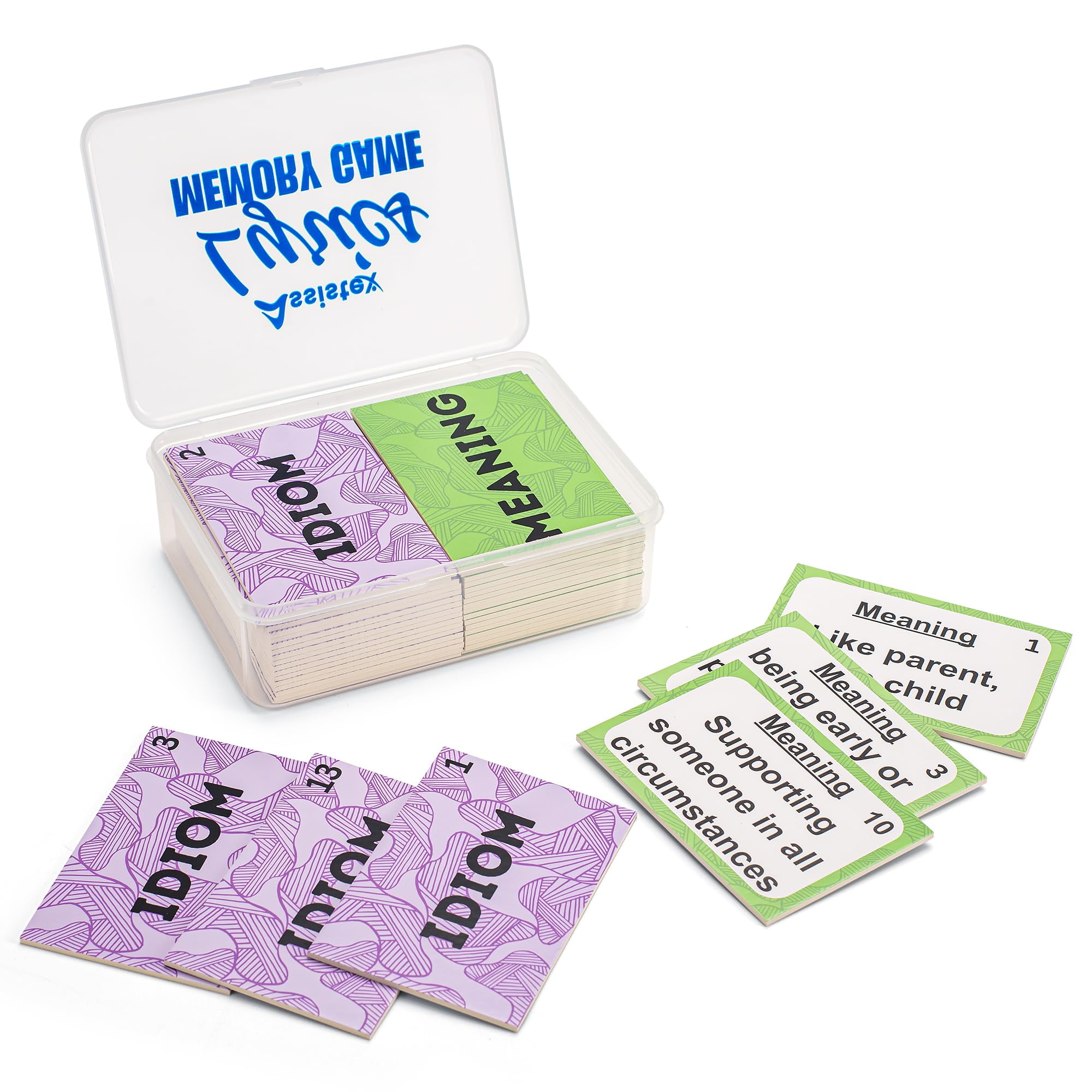 Assistex 2 in 1 Matching Memory Card Games for Seniors - Brain Games for Dementia Patients - Adult Memory Games for Seniors - Lyric and Idiom Games for Alzheimer and Dementia Patients, 40 Cards Each