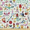 thumbnail image 2 of Ambesonne Birds Fabric by the Yard Upholstery, Funny Wildlife Characters, 1 Yard, Multicolor and White, 2 of 5