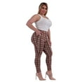 thumbnail image 2 of Plus Size Tummy Control Sculpting Treggings - Brown Plaid, 2 of 8