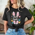 thumbnail image 2 of VBTAPA Bunny T-shirt for Women 2025 Easter Graphic Tees Egg Hunt Themed Printed Short Sleeve Crewneck Tee Tops Today's Sales Black L, 2 of 6