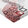 thumbnail image 2 of Ambesonne Geometric Fitted Sheet, Square Wavy Shapes, Twin Size, Grey and Red, 2 of 3