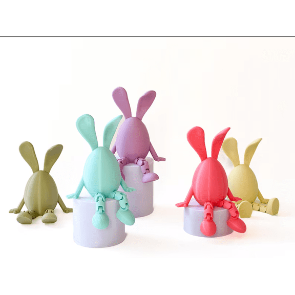Easter Desk Decor Mini Bunny Egg Cute Easter Decor Articulated 3D Printed Gift for Kids & Adult Easter Gift for Coworker Easter Office Decor(Yellow)