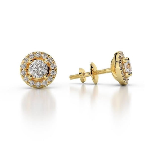 Harry Chad Enterprises 23186 3.40 CT 14K Yellow Gold Brilliant Cut Round Diamonds Studs Earrings