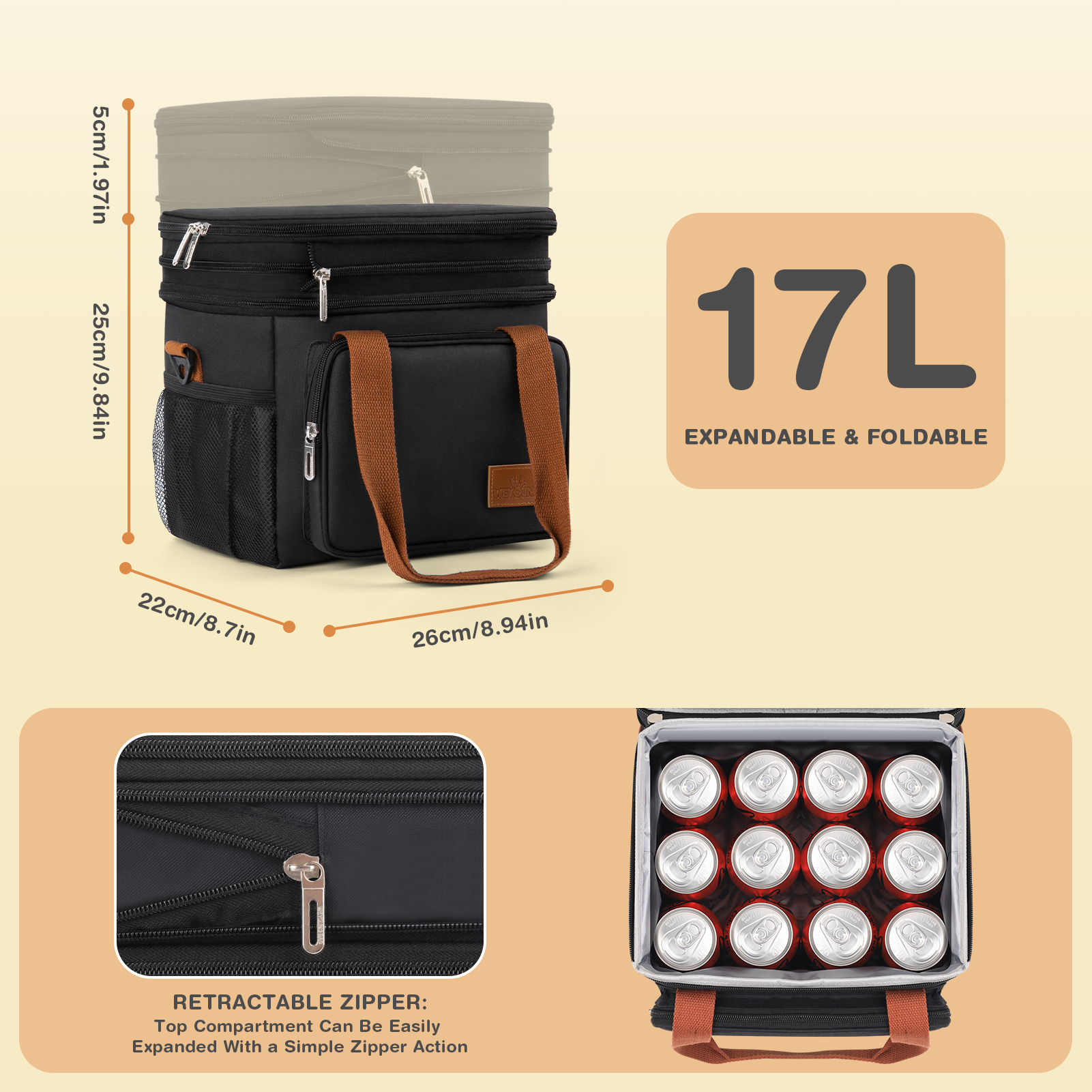 Gped Insulated Lunch Bag, Expandable, Black photo 2