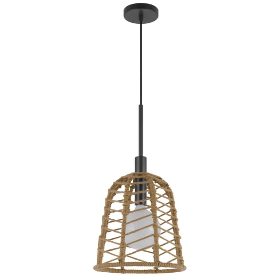 Cal Lighting Parkton 60W metal pendant with burlap roped shade