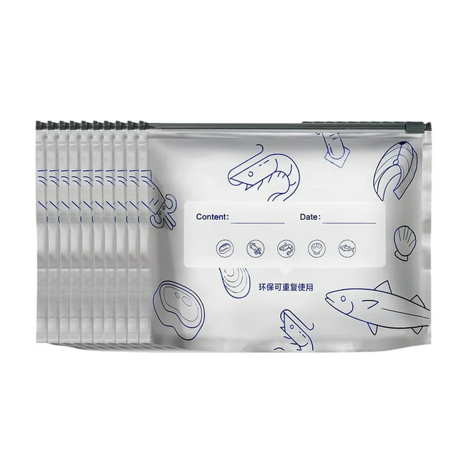 Sacs Coulissants Réutilisables pour le Stockage et la Conservation des Aliments avec Design en Bas en Aluminium Adaptés pour le Stockage des Aliments dans la Cuisine et Congelables
