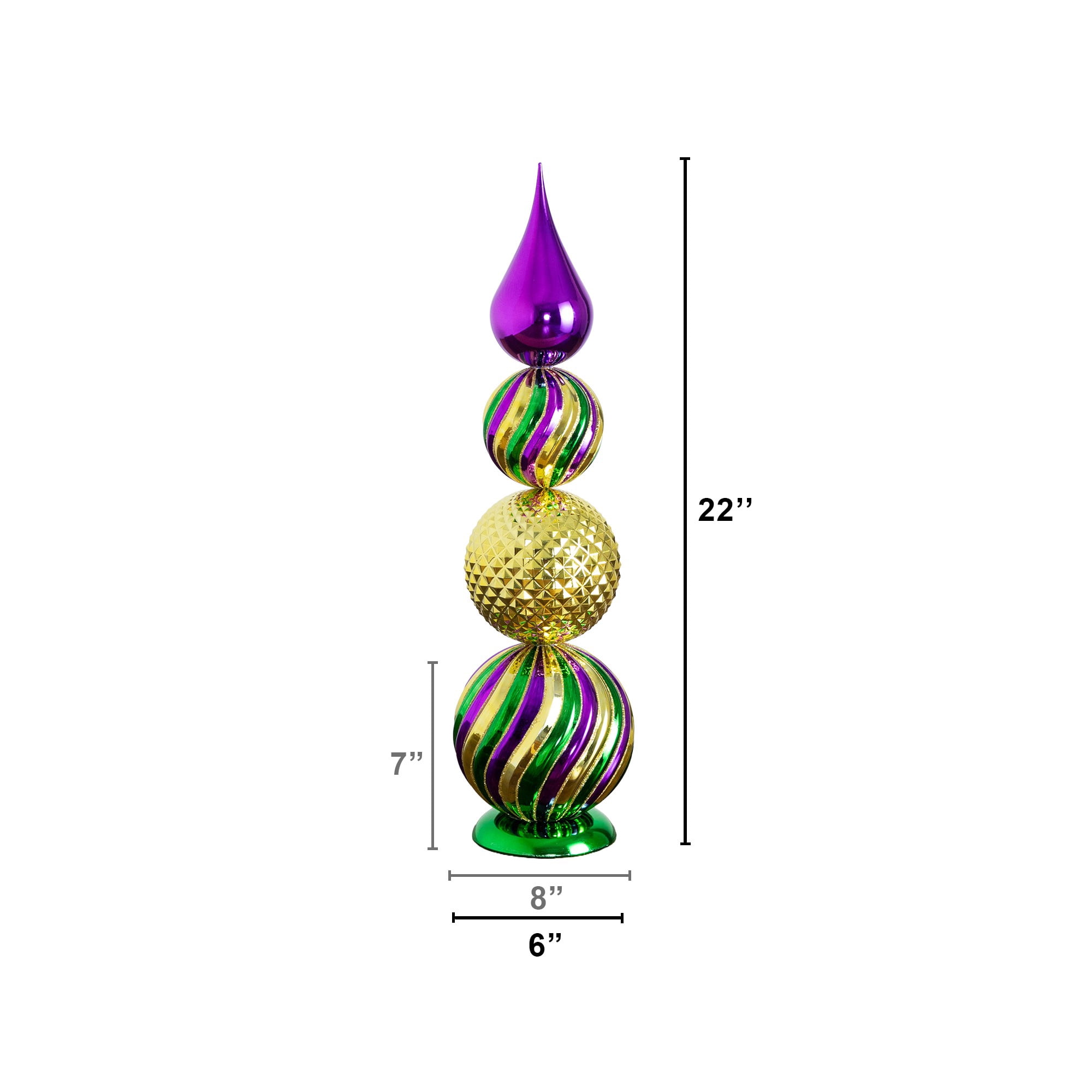 22in. Mardi Gras Finial Table Decor