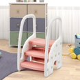 thumbnail image 4 of Huloretions Potty Training Seat,Toddler Step Stool with Handles Sides,Plastic Kids 3 Step Stool,Lightweight Non-Slip,Standing Stool Learning Helper For Bathroom Sink,Kitchen Counter, 4 of 8