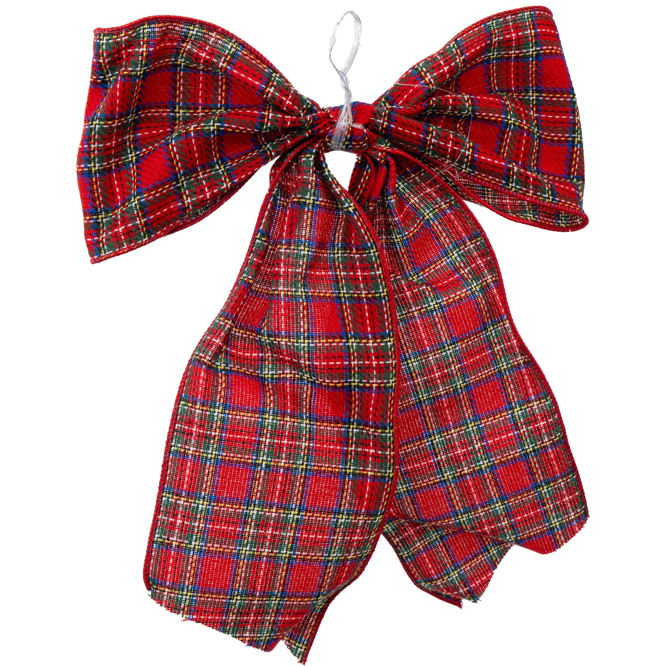 My Texas House Red Plaid Decorative Christmas Bow, 15"