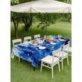thumbnail image 3 of Outdoor Tablecloth with Umbrella Hole and Zipper, Blue Christmas Rectangle Table Cloth 60x120 Inch Waterproof Tablecloth, Winter Snowflake Abstract Forest Tree Picnic Table Cover for Patio Camping, 3 of 7
