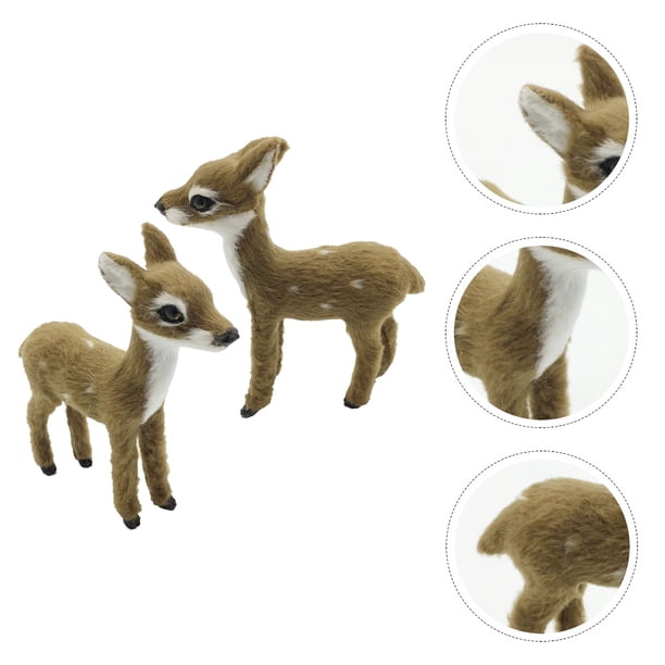 2 ciervos de peluche pequeños para decoración del hogar (color café claro)