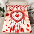 thumbnail image 2 of Ensembles de Literie Attrape-Rêves Rose Taille Simple 3 Pcs, Draps de Lit Fleurs Rétro Cœur Rouge Romantique pour Enfants Filles Femmes, Ensemble de Draps Plume Aquarelle Saint-Valentin avec Drap Plat, Drap-Housse, 1 Taie d'Oreiller, 2 of 5