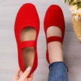 thumbnail image 4 of Dweltoz Ballet Flats for Women Slip on Flats Comfy Breathable Work Low Heel Shoes,Red 38, 4 of 6