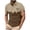 Khaki, variant on Men's Bull Skull Color Block Polo Shirt Western Print Short Sleeve Casual Button Placket Top Coffee 3XL