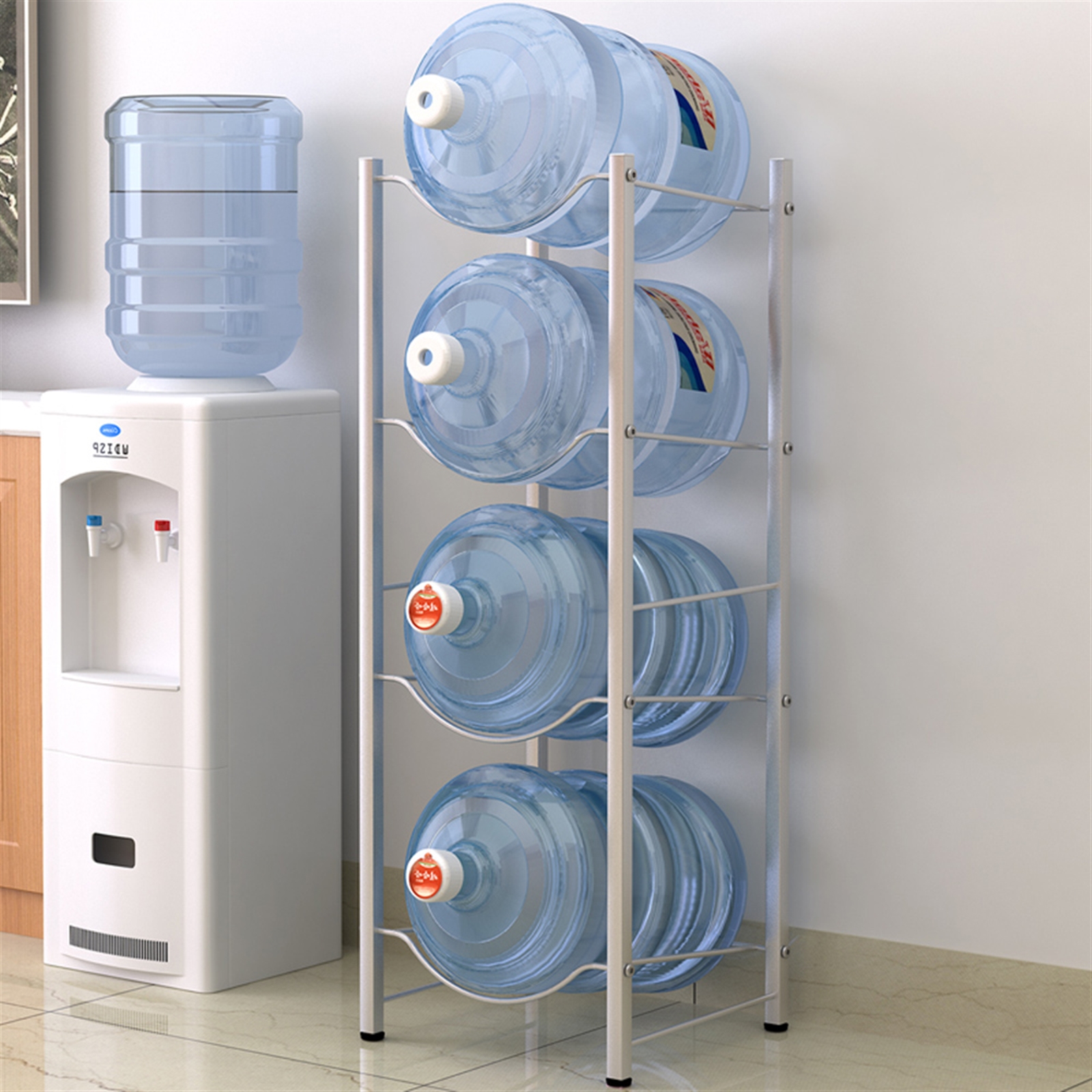4-Tier Water Rack Stainless Steel Heavy Duty Water Cooler Jug Rack