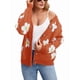 thumbnail image 3 of Cárdigan con Estampado Floral para Mujer, Larga, Abertura Frontal, Botones, Cuello en V, Tejido de Punto. Naranja Rojo S, 3 of 8