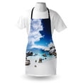 thumbnail image 3 of Landscape Apron Ocean Seascape Peaceful Beach with Rocks and Cloudy Sky Digital Print, Unisex Kitchen Bib Apron with Adjustable Neck for Cooking Baking Gardening, White Blue and Grey, by Ambesonne, 3 of 3