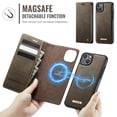 thumbnail image 3 of Wallet Case for iPhone 14, PU Leather + TPU Material, Detachable Magnetic Back Cover, RFID Blocking 3 Card Slots and 1 Cash Pocket, Kickstand Full Body Protective Phone Case, Coffee, 3 of 13