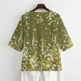thumbnail image 5 of Xoenoiee Daisy Flower Print Linen Shirts for Women Summer 3/4 Sleeve Button Down Blouse Lightweight Gauze Loose Casual Fashion Shirt Clothes, Size 2XL, 5 of 7