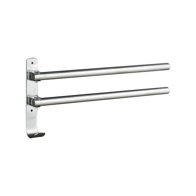 Swivel Out Towel Racks with Hooks 2-Bars Foldable Arms Bath Towel Hanger Wall Mount Towel