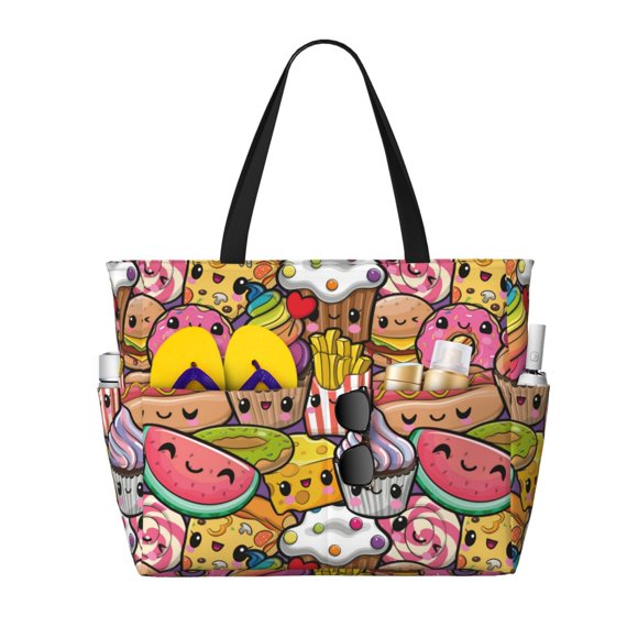 Disketp Fruit-Flavored Ice-Cream Bolsa de Playa de Gran Capacidad, Bolso Impermeable y a Prueba de Arena para Mujer, Ideal para Playa, Piscina y Natación
