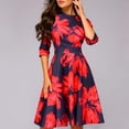 thumbnail image 4 of RKSTN Robes pour Femmes 2023 Mode d'Automne Robe de Soirée Ligne A Rétro Robe à Imprimé Floral Col Rond Manches Longues Fermeture Éclair au Dos Robe de Cocktail, 4 of 6