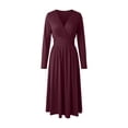 thumbnail image 6 of Afdoent Women's Dresses Long Sleeve Dress Style Summer Autumn Elegant Beach Dresses Long V Casual Dress Travel Outfits, 6 of 6