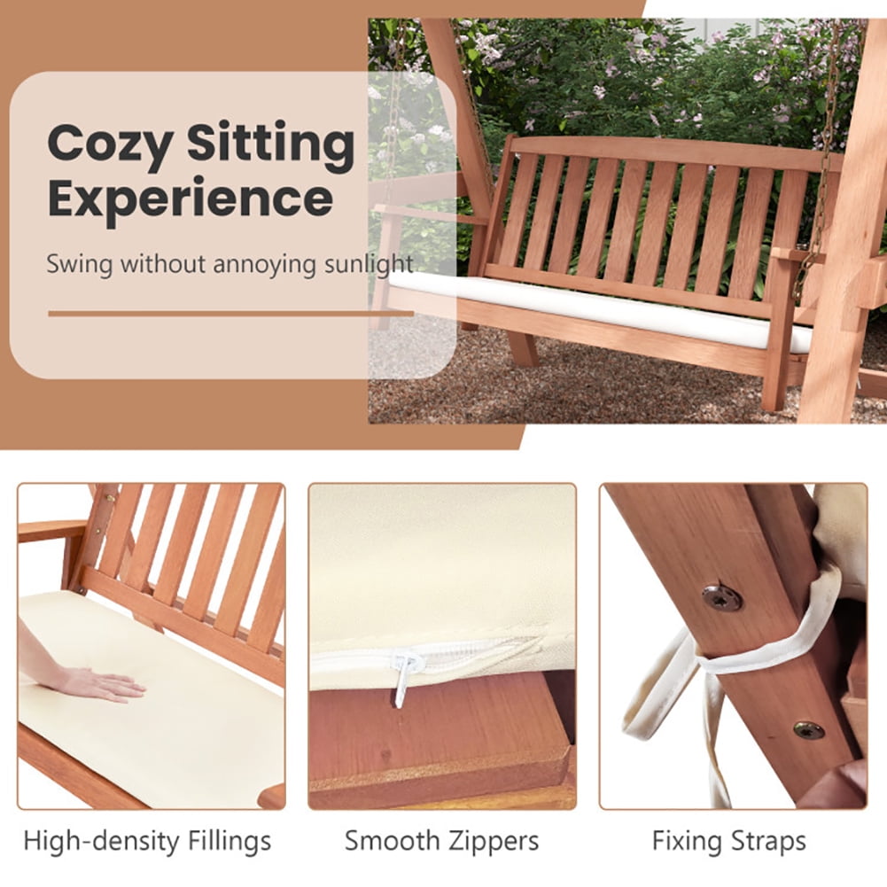 Aimee Lii Outdoor 2-Seat Swing Bench with A Frame and Sturdy Metal Hanging Chains, Front Porch Swing