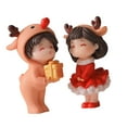thumbnail image 5 of 2Pcs Christmas Couple Figurines Miniature Figurine Art Bonsai Decor Romantic Christmas Miniature Ornament for Micro Landscape standing, 5 of 7