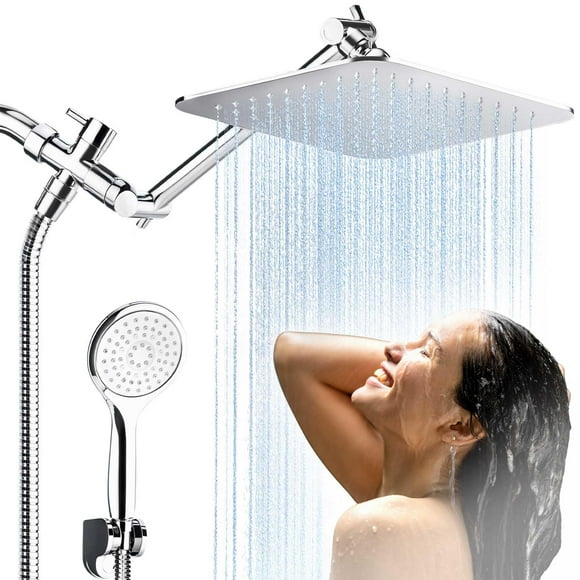 COSYLAND Rain Shower Head with Handheld - 304 Stainless Steel High Pressure 8 inch Square Rainfall Showerhead Combo with