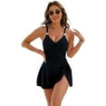 thumbnail image 2 of Womens Swimsuit Tummy Control Bathing Suit Gold Metal Tie Knot 2025 Swim Dress Black L, 2 of 6