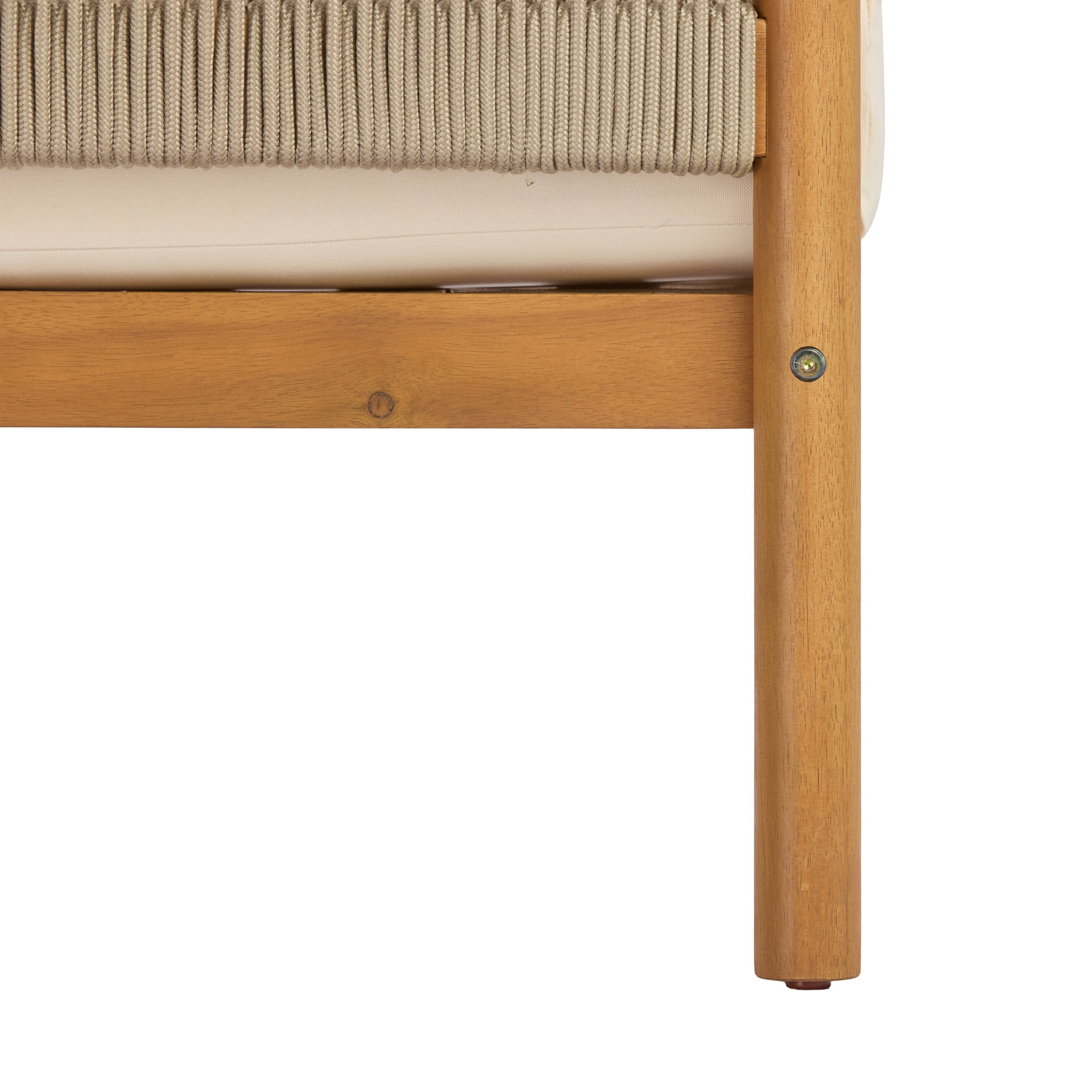 Christopher Knight Home Teak Outdoor Acacia Wood Club Chair with Rope Panels and Cream Cushions, Set of 2