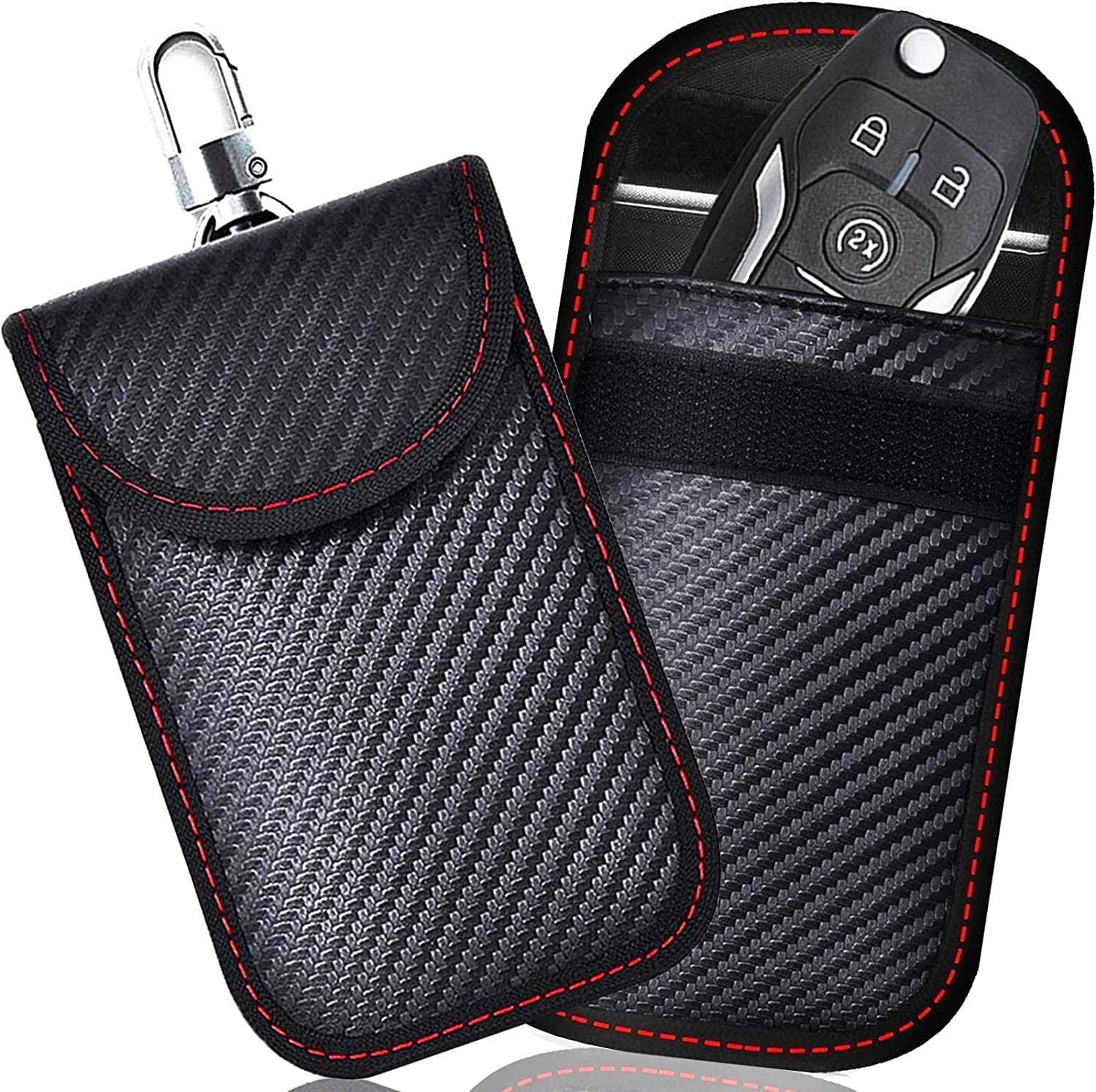 Car Key Signal Blocking Pouch RFID Blocker Bag for Car Key Radio Key Shielding Theft Protection 2 Pack Faraday Bag Keyless Entry Car Keys Case 