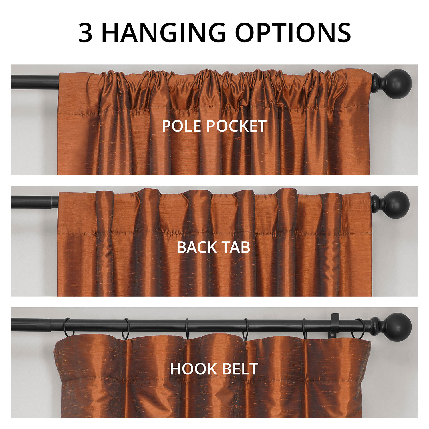 Half Price Drapes Copper Kettle Faux Dupioni Silk Blackout Curtains for Bedrooms (1 Panel),50WX 120L