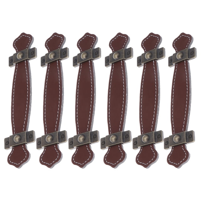 6pcs Leather Handles Door Pull Handles Drawer Knobs Practical Door Handles