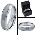thumbnail image 5 of Charming Jewelers Tungsten Wedding Band Ring 6mm for Men Women Comfort Fit Step Beveled Edge Brushed Lifetime Guarantee Size 8, 5 of 5