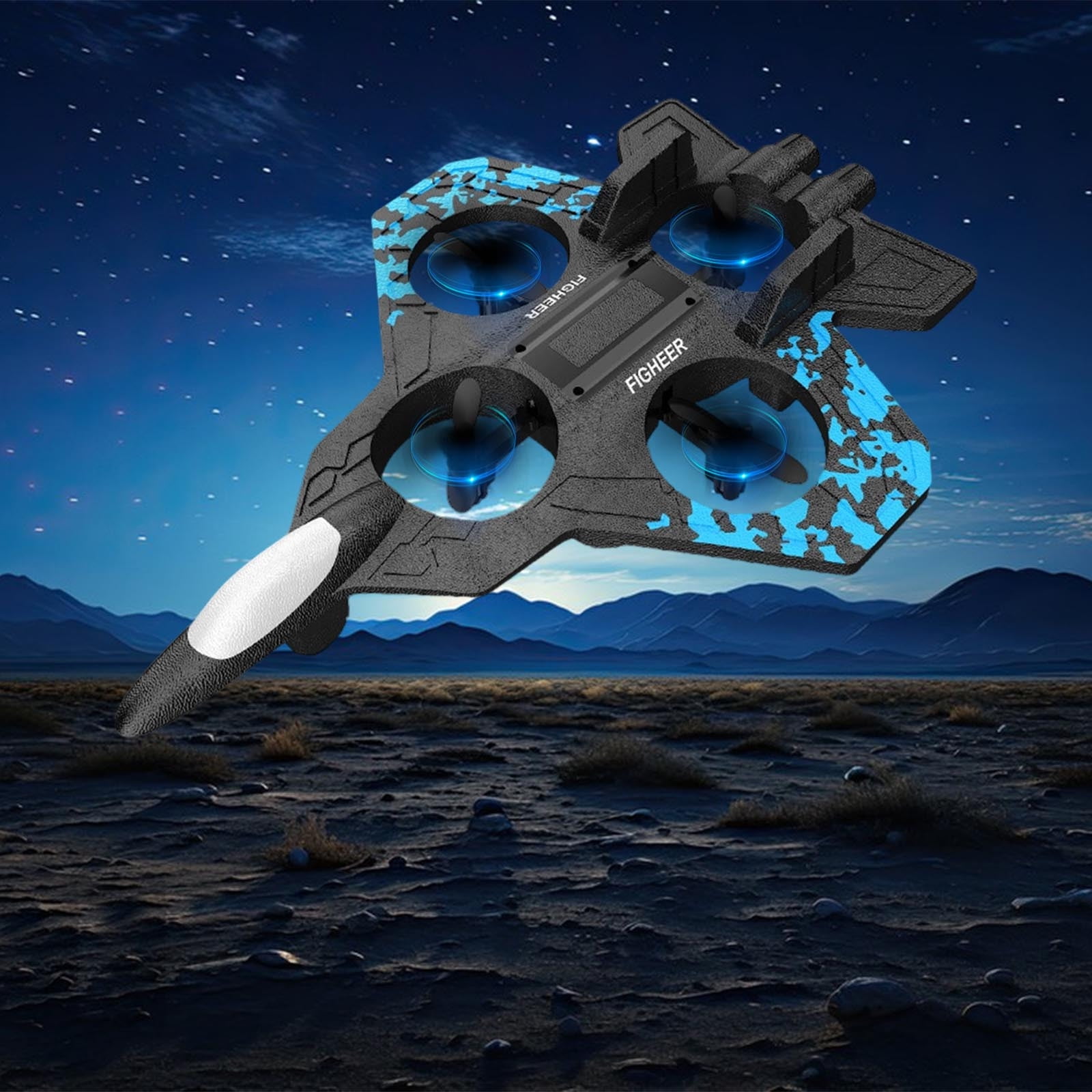 Foam RC Fighter Drone for Ki-ds, Long Battery Life Quadcopter with Battle Mode, Easy Fly Remote Control Plane, Durable Toy for B-oys & Gi-rls Outdoor