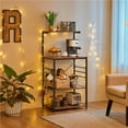 thumbnail image 3 of Yaheetech Kitchen Baker's Rack Storage Shelf on Wheels with Side Hooks, Rustic Brown, 3 of 9