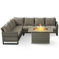 thumbnail image 3 of POCASSY 4PCS Outdoor Furniture Set with Fire Pit Table - All Weather Gray Wicker Outdoor Sectional Sofa with 41" Propane Firepit Table for Deck, Porch, Garden - Gray, 3 of 11