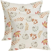Fall Pillow Covers 18x18 Inches Pack of 2 White Pumpkin Maple Leaves Throw Pillow Covers Outdoor,Fall Thanksgiving Decoration Pillowcase Autumn Decor Farmhouse Cushion Case for Sofa Couch