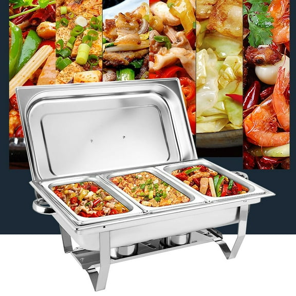 3*3L Chafing Dish Buffet Food Pan Set Stainless Steel Catering Food Warmer