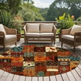 thumbnail image 4 of Boho Vintage Round Area Rug 8Ft Washable Large Circle Rugs for Living Room Dorm, Brown Ethnic Middle Century Geometric Non-Slip Carpet Floor Mats Indoor Outdoor Carpet Runner Aesthetic Home Decor, 4 of 8