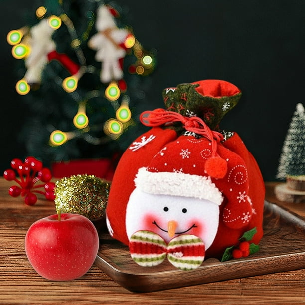 Bolsa de Regalo Navideña Reutilizable para Galletas, Dulces y Golosinas | Envoltorio para Fiestas Navideñas | Tela Roja | 24 X 19,5 X 2 Cm | Dcc251028004B