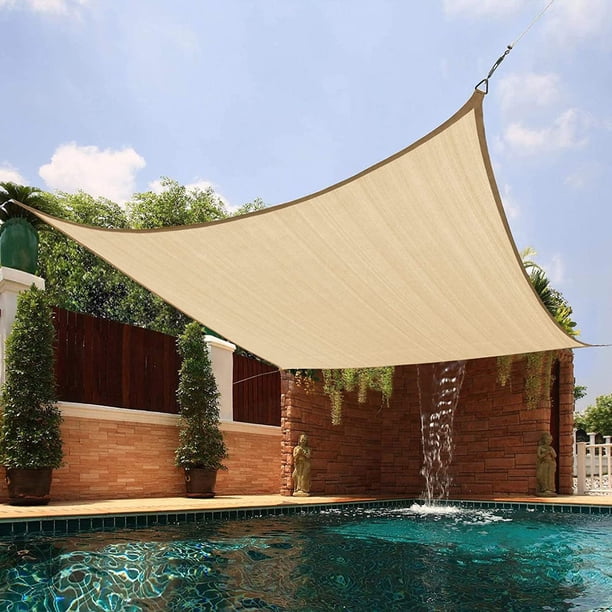 Sunshades Depot 6.5x6.5 pies Sun Shade Sail Permeable Canopy Cover para Patio al aire libre Pérgola Cover Beige