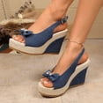 thumbnail image 4 of Byworldtasic Womens Buckle Peep Toe Fashion Sexy Evening Slingback Wedge High Heel Pumps Shoes, 4 of 9